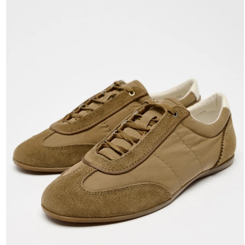 Zara Olive Brown Low-Profile Sneakers